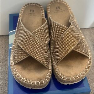 White Mountain Tan and Gold Women's Sandals